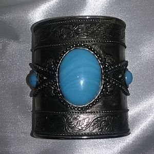❤ Made in India 3" Cuff Bracelet with blue stones